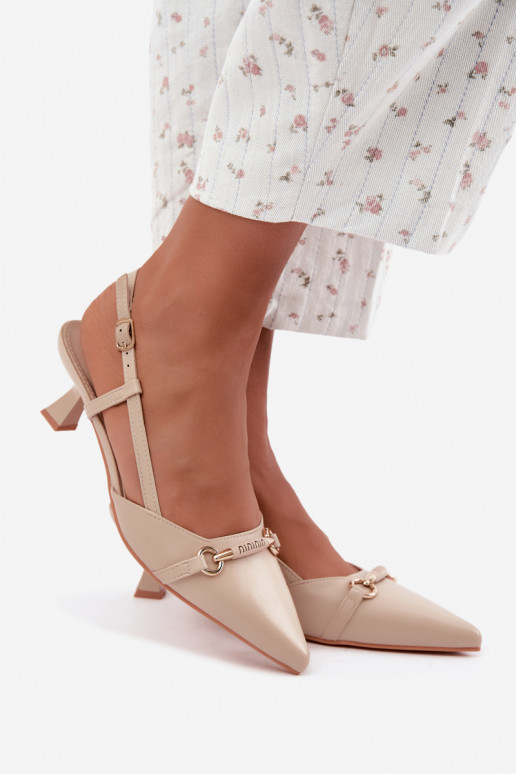 Women's heeled sandals with pointed toes in sand color Felessa