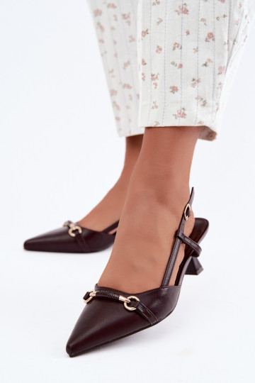 Women's Heeled Sandals With Pointed Toes Burgundy Felessa 2