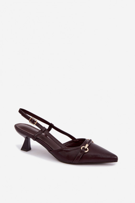 Women's heeled sandals with pointed toes in bordo color Felessa