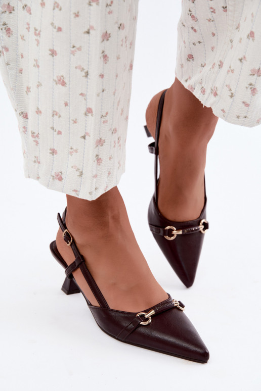 Women's heeled sandals with pointed toes in bordo color Felessa