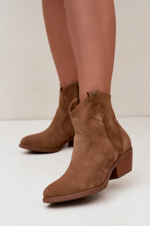 Big Star brown cowboy-style ankle boots with heels