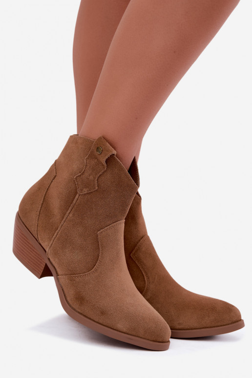 Big Star brown cowboy-style ankle boots with heels