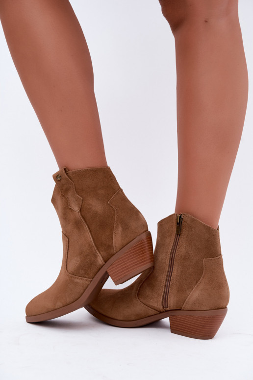 Big Star brown cowboy-style ankle boots with heels