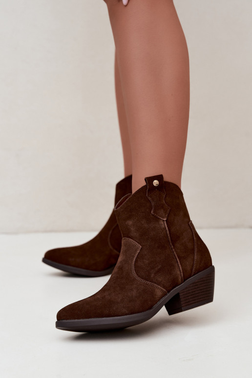 Big Star chocolate brown cowboy-style ankle boots with heels