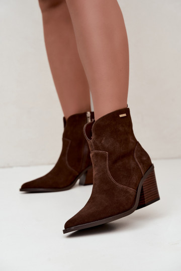 Big Star chocolate brown cowboy-style ankle boots with heels 2