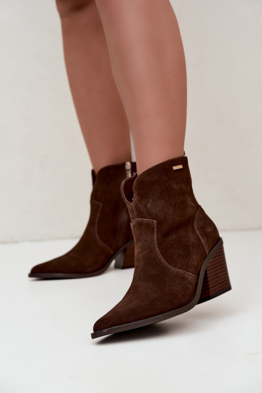Big Star chocolate brown cowboy-style ankle boots with heels