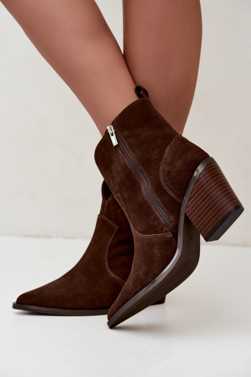 Big Star chocolate brown cowboy-style ankle boots with heels