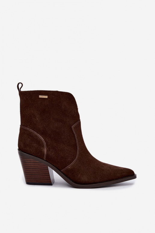 Big Star chocolate brown cowboy-style ankle boots with heels