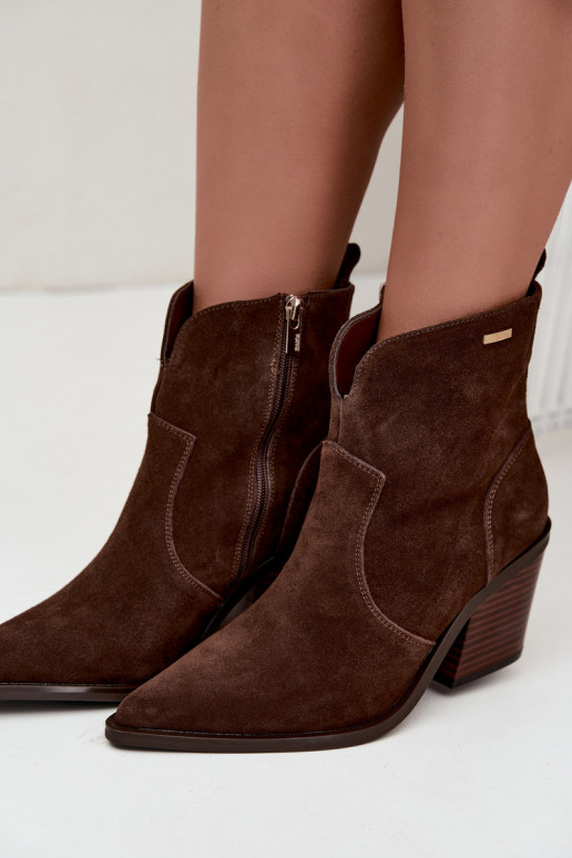 Big Star chocolate brown cowboy-style ankle boots with heels