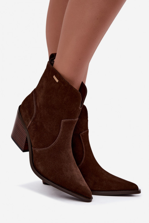 Big Star chocolate brown cowboy-style ankle boots with heels