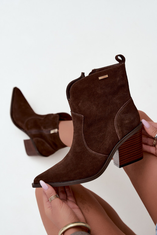 Big Star chocolate brown cowboy-style ankle boots with heels