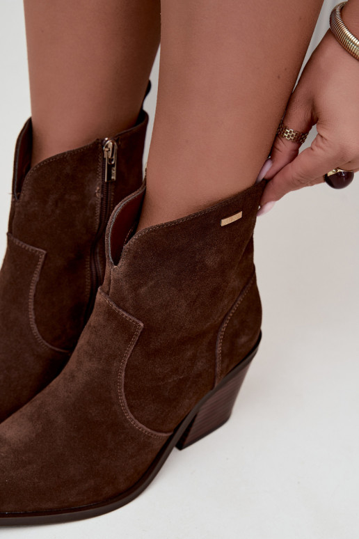 Big Star chocolate brown cowboy-style ankle boots with heels