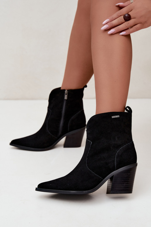 Big Star black cowboy-style ankle boots with heels