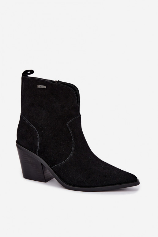 Big Star black cowboy-style ankle boots with heels