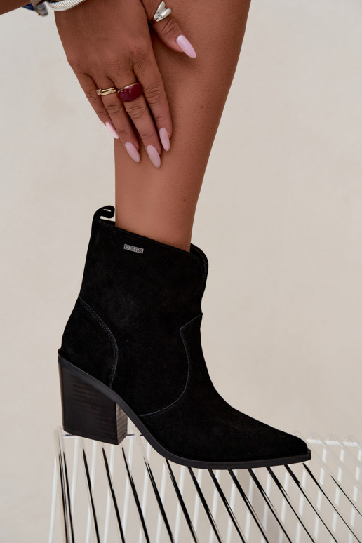 Big Star black cowboy-style ankle boots with heels
