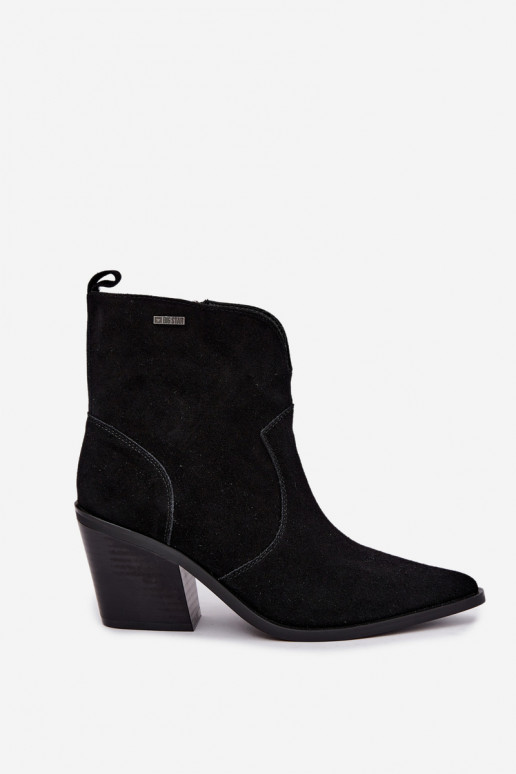 Big Star black cowboy-style ankle boots with heels