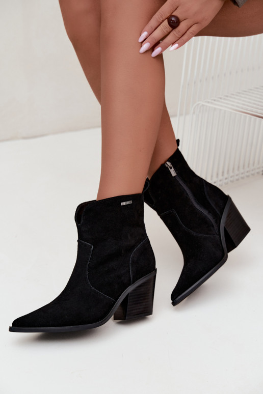 Big Star black cowboy-style ankle boots with heels