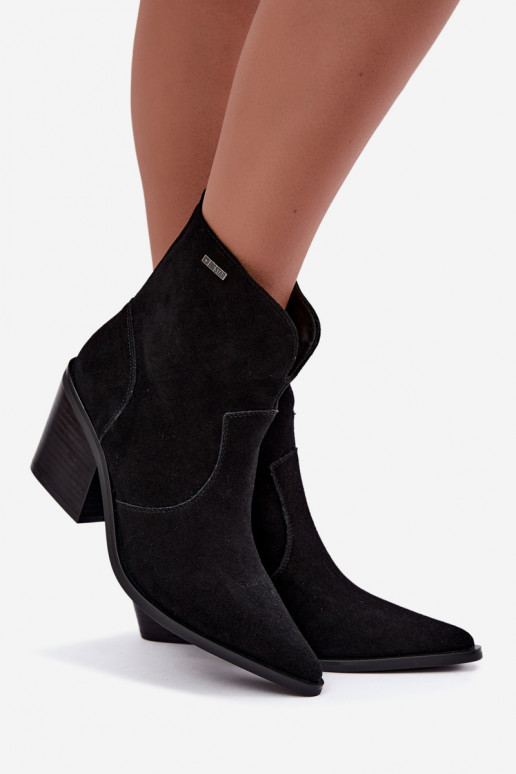 Big Star black cowboy-style ankle boots with heels