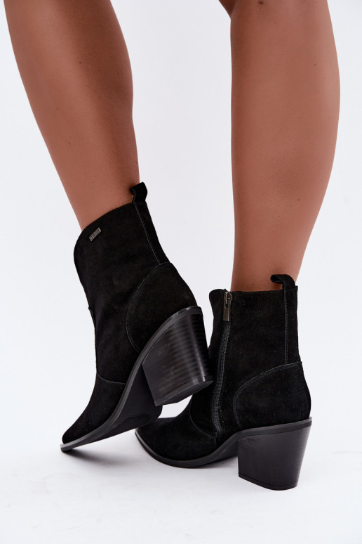 Big Star black cowboy-style ankle boots with heels