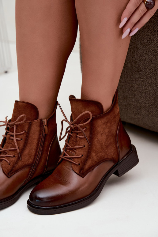 Ismerae brown ankle boots with wide heels