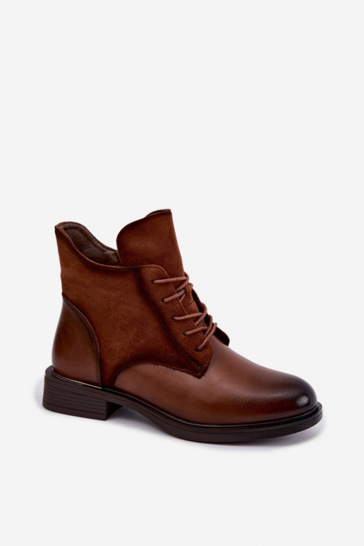 Ismerae brown ankle boots with wide heels