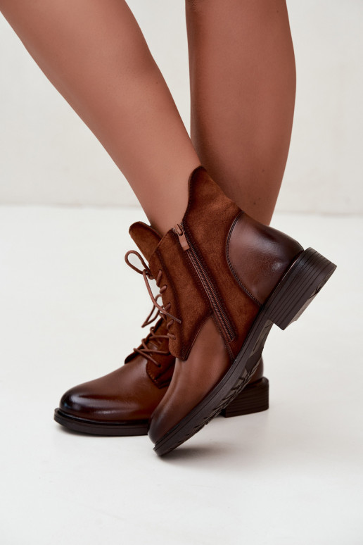 Ismerae brown ankle boots with wide heels