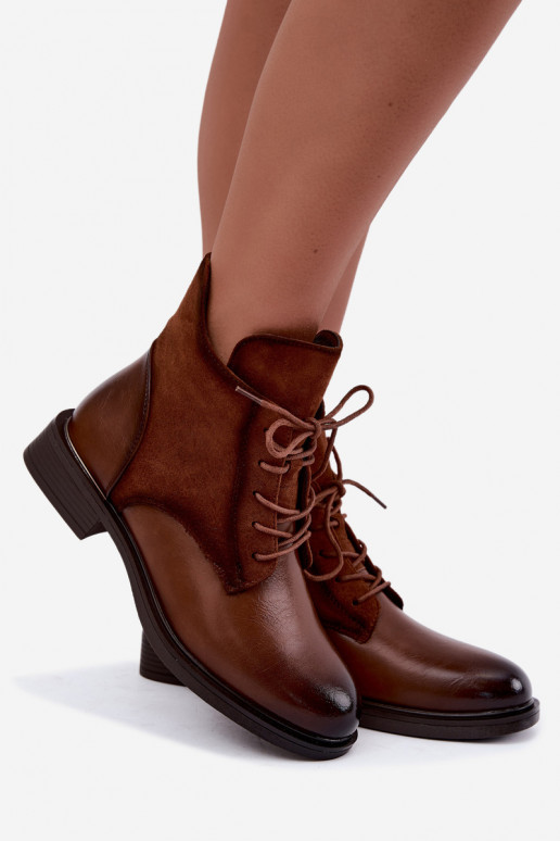 Ismerae brown ankle boots with wide heels