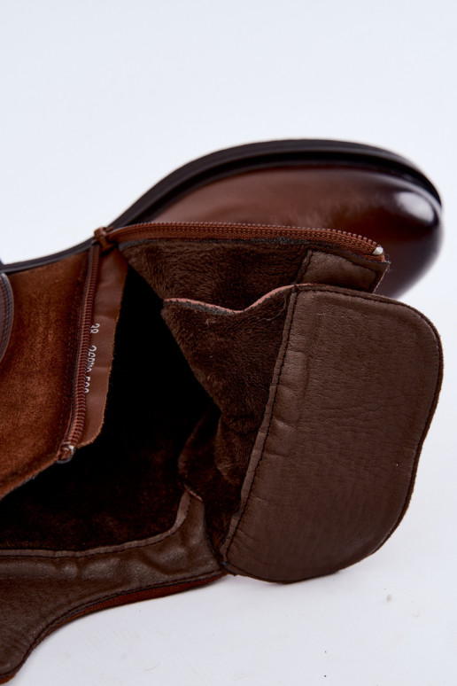 Ismerae brown ankle boots with wide heels