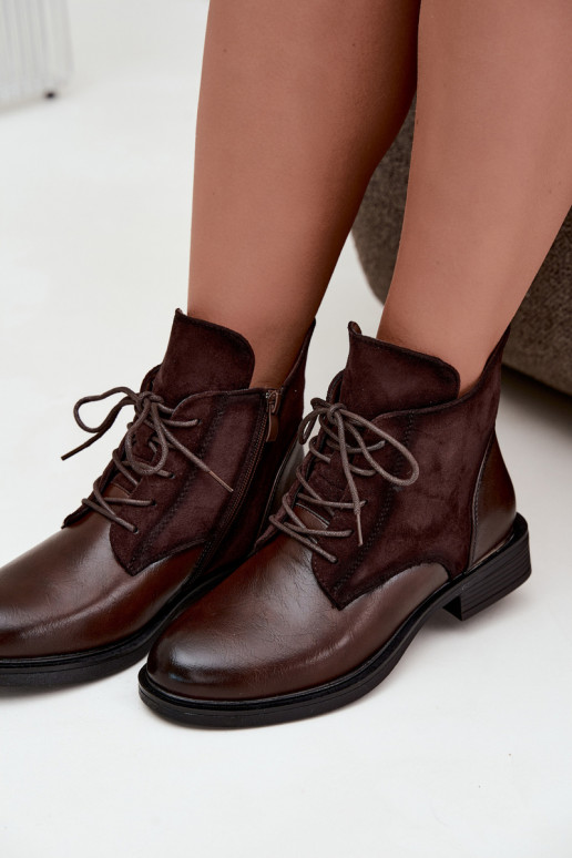 Ismerae chocolate brown ankle boots with wide heels
