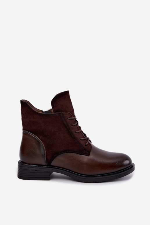 Ismerae chocolate brown ankle boots with wide heels