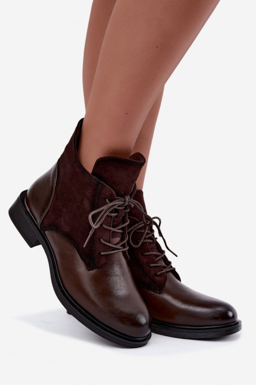 Ismerae chocolate brown ankle boots with wide heels