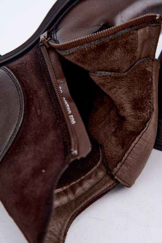 Ismerae chocolate brown ankle boots with wide heels