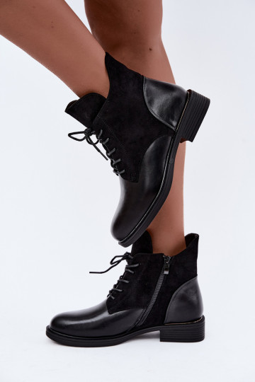 Ismerae black ankle boots with wide heels 2