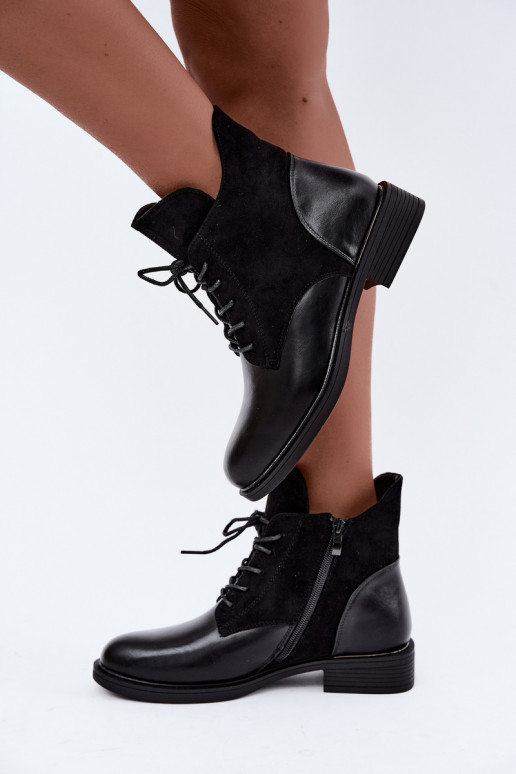 Ismerae black ankle boots with wide heels