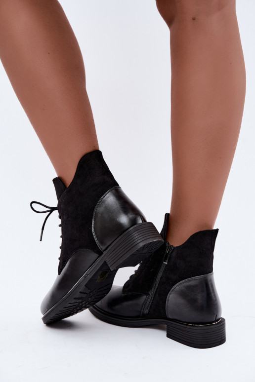 Ismerae black ankle boots with wide heels
