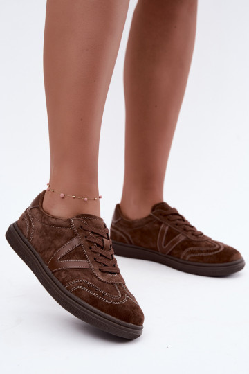 Brązowe skórzane i zamszowe sneakersy Cariva 2