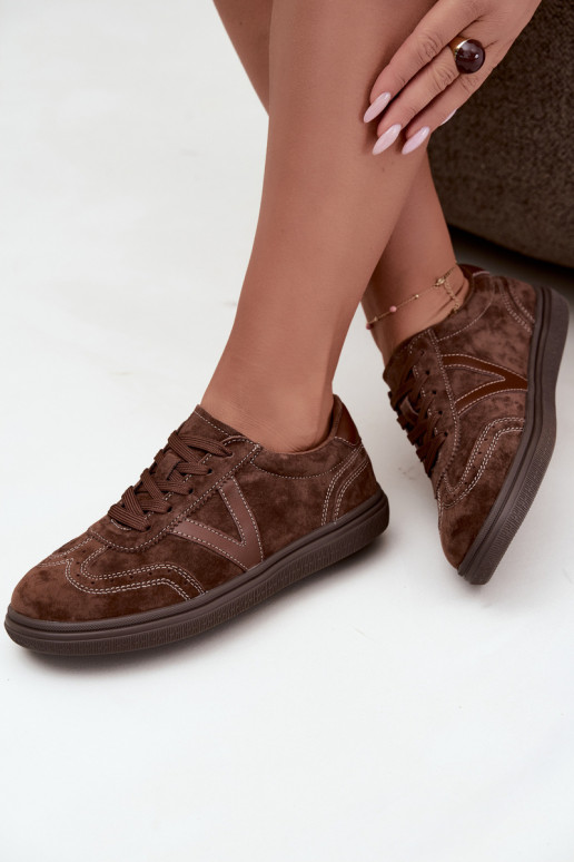 Cariva brown leather and suede sneakers