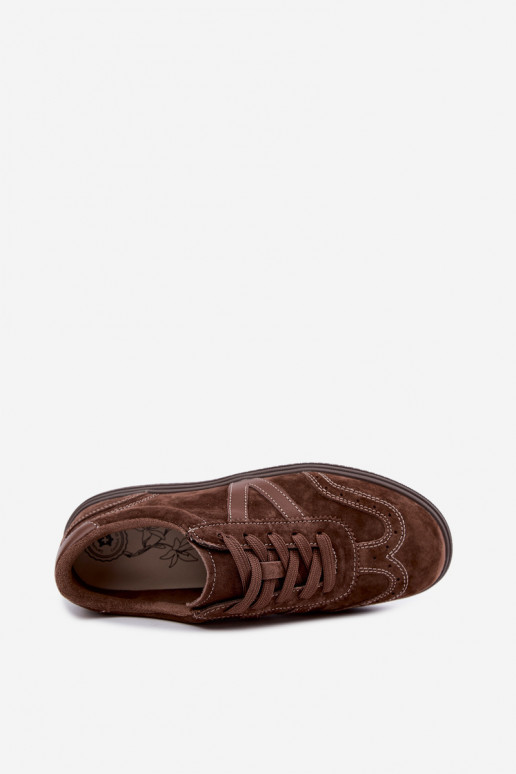 Cariva brown leather and suede sneakers