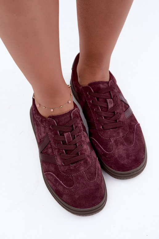 Cariva burgundy leather and suede sneakers