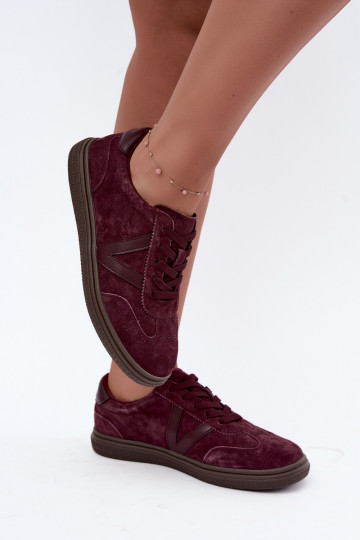 Women's Leather Suede Bordeaux Sneakers Cariva 2