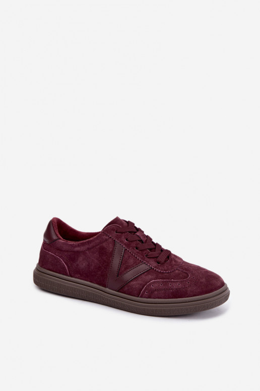 Women's Leather Suede Bordeaux Sneakers Cariva