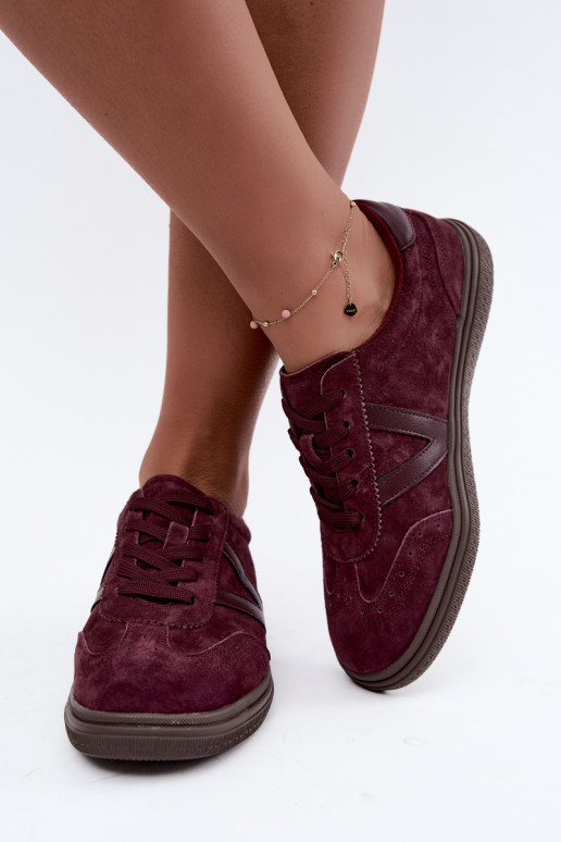 Women's Leather Suede Bordeaux Sneakers Cariva