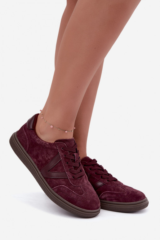 Women's Leather Suede Bordeaux Sneakers Cariva