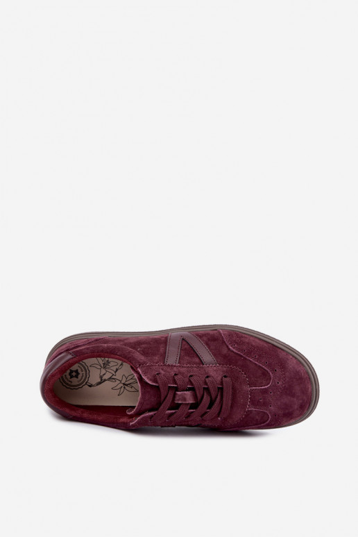 Women's Leather Suede Bordeaux Sneakers Cariva