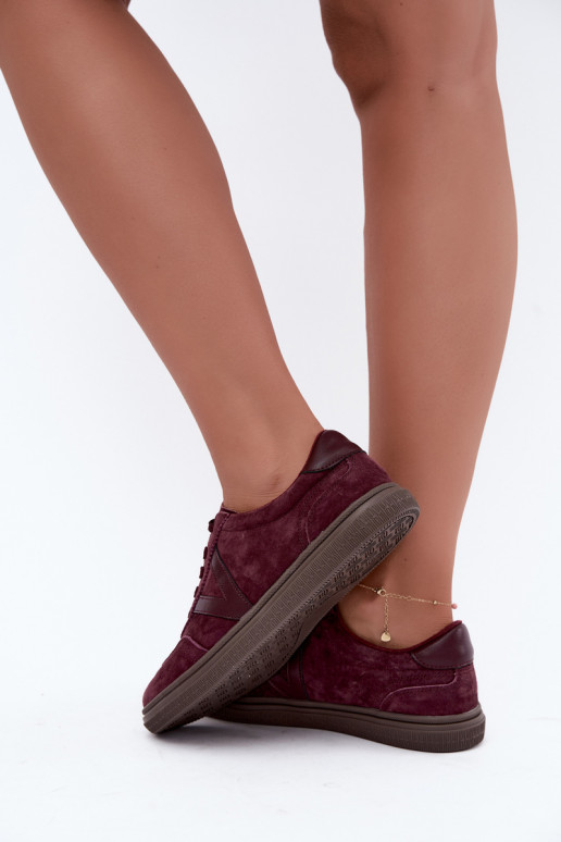 Women's Leather Suede Bordeaux Sneakers Cariva