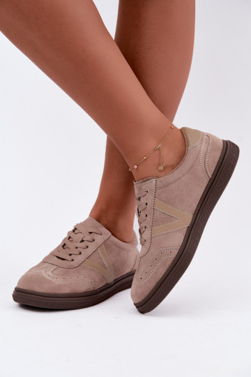 Women's Leather Suede Sneakers Beige Cariva 2
