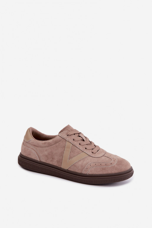 Women's Leather Suede Sneakers Beige Cariva