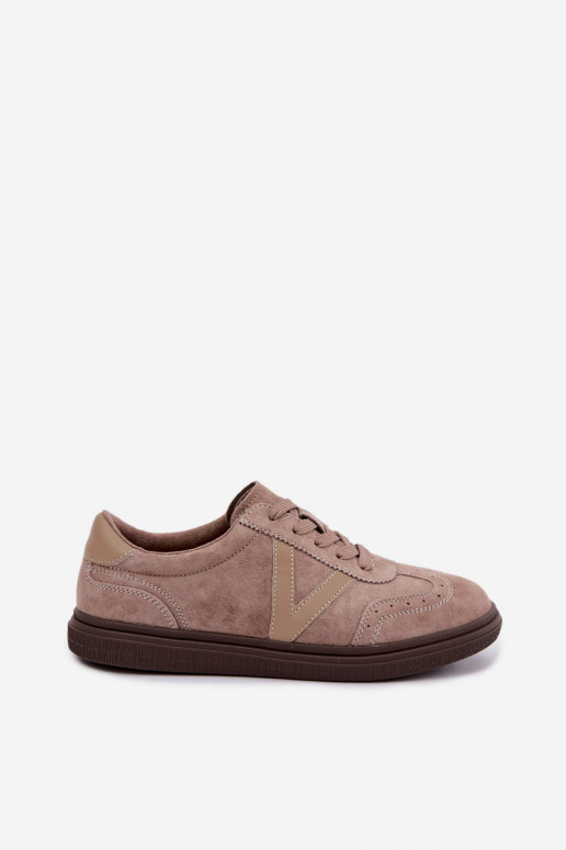 Cariva sand leather and suede sneakers