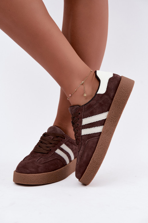 Bellmont chocolate and white faux suede sneakers