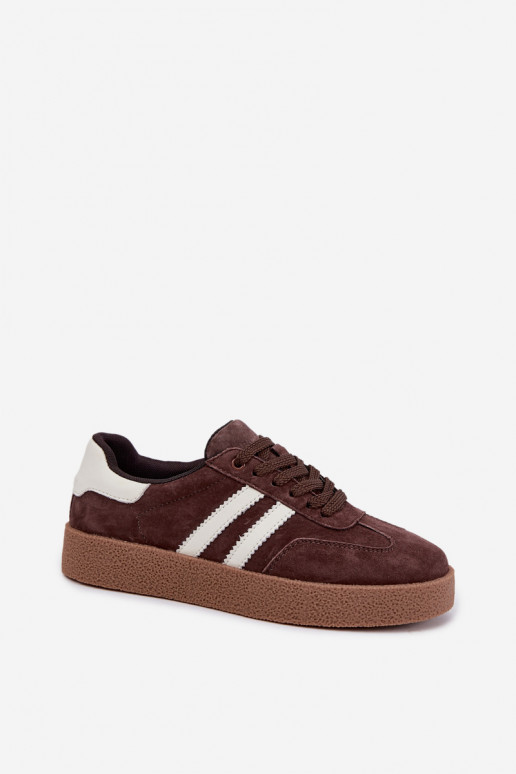Bellmont chocolate and white faux suede sneakers